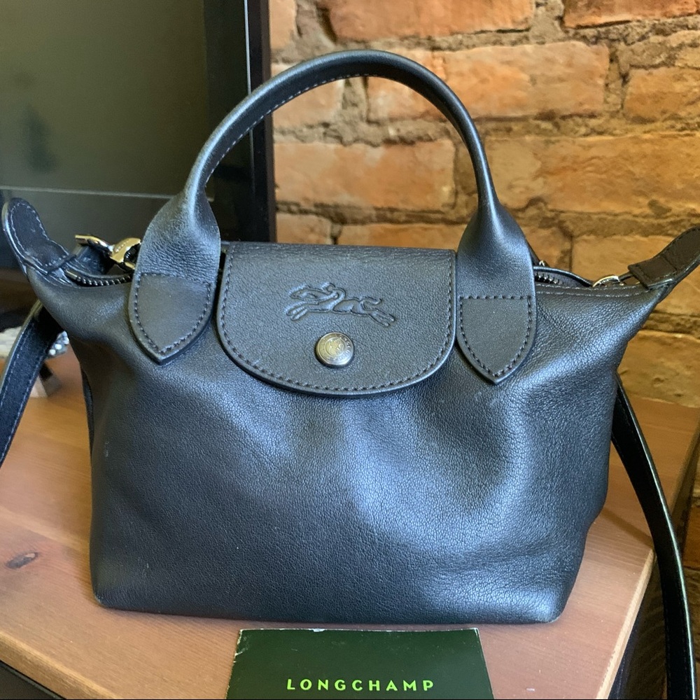 Small leather black bag
